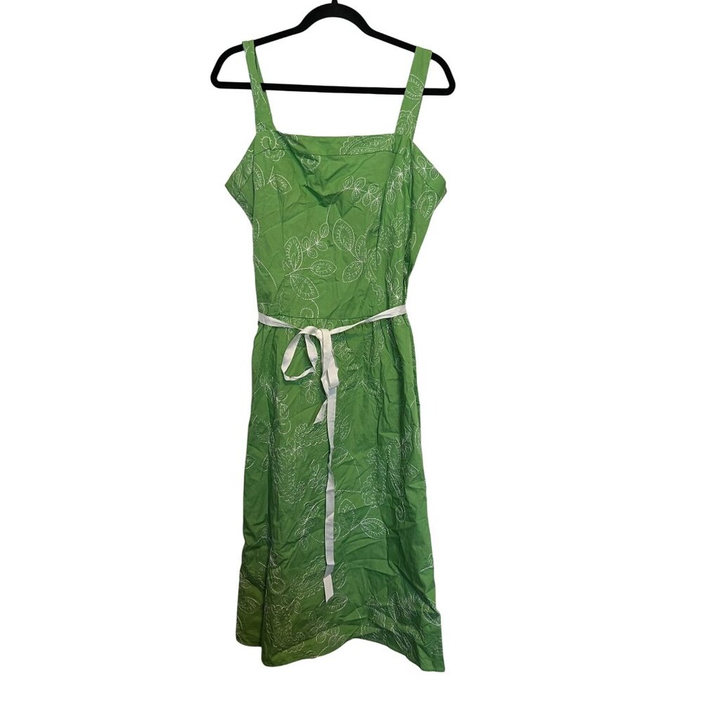 Danny & Nicole Green Floral Midi Dress Sleeveless Womens Size 14 Polyester Cotto